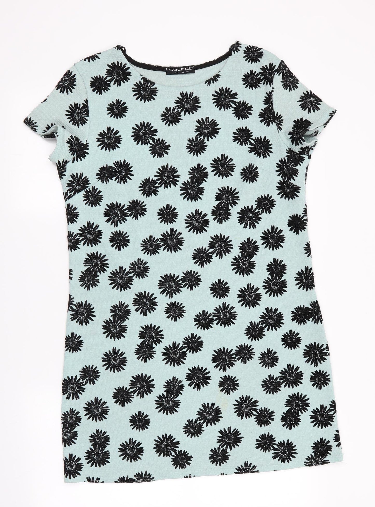 Select Womens Green Floral  A-Line  Size 12  - Black Flower Print
