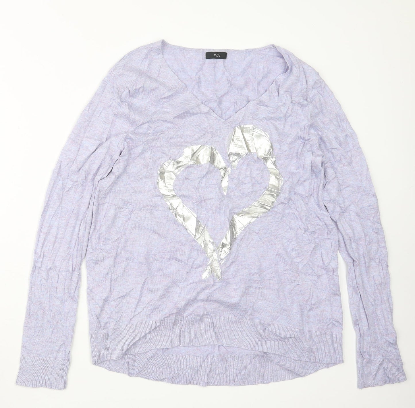 M&Co Womens Purple  Knit Pullover Jumper Size 14