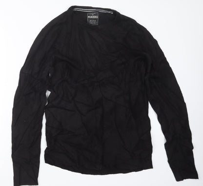 Preloved Peacocks Mens Black  Knit Pullover Jumper Size M - Front