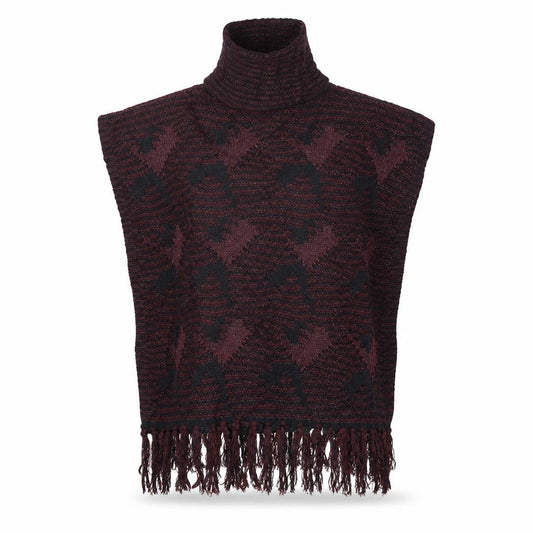 Tu Womens Red Check Knit Cape Jumper One Size