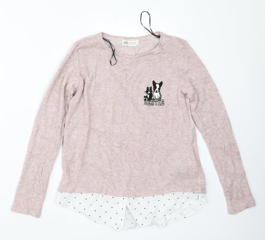 H&M Girls Pink  Knit Pullover Jumper Size 11-12 Years