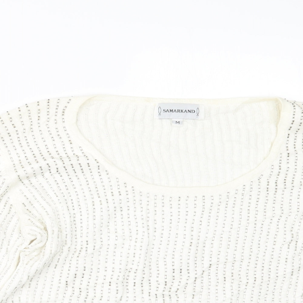SAMARKAND Womens White  Knit Pullover Jumper Size M