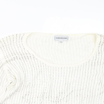 SAMARKAND Womens White  Knit Pullover Jumper Size M
