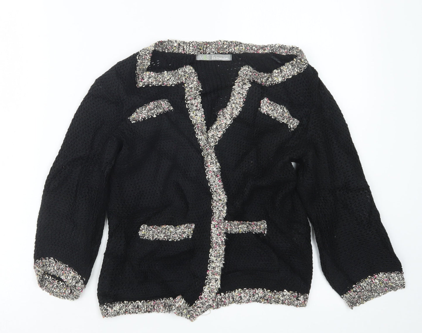 Marks and Spencer Womens Black  Knit Cardigan Jumper Size 8