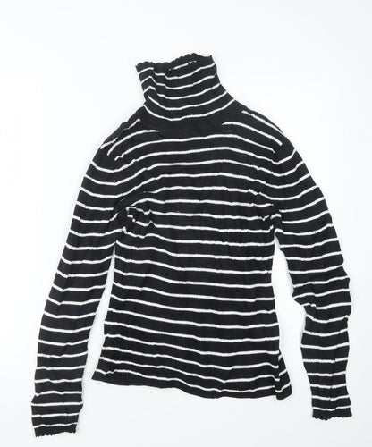 Preloved George Girls Black Striped  Pullover Jumper Size 11-12 Years - Front