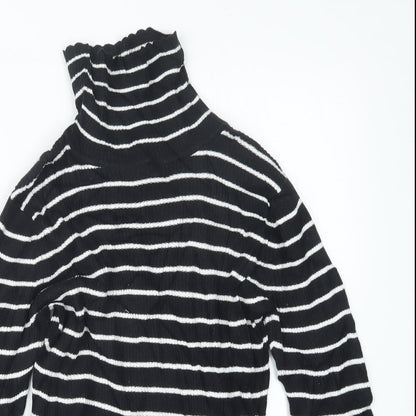 Preloved George Girls Black Striped  Pullover Jumper Size 11-12 Years - Detail