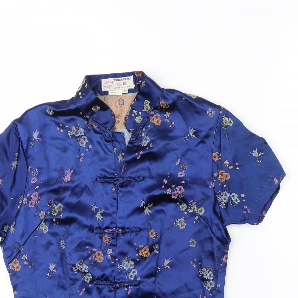 Double peach Womens Blue Floral  Jacket  Size S