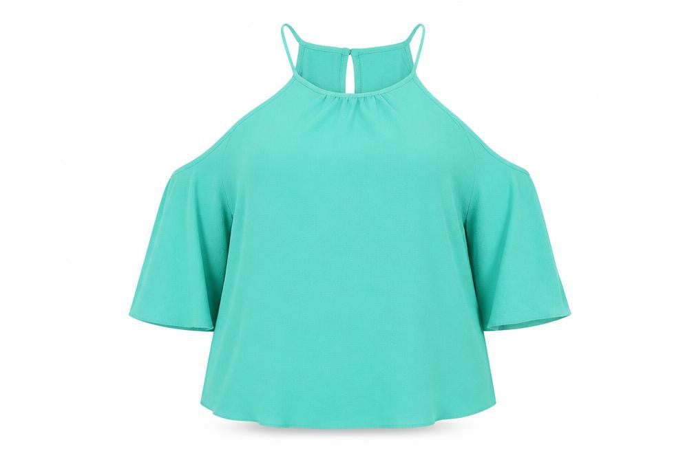 Papaya Womens Green   Cropped Blouse Size 10
