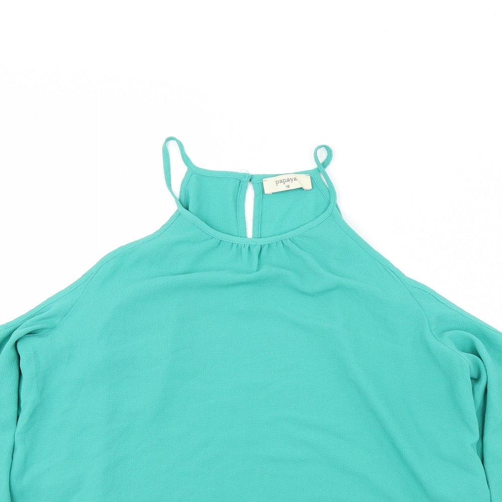 Papaya Womens Green   Cropped Blouse Size 10