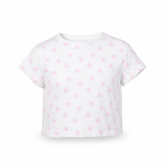 Lily& Dan Girls White Polka Dot  Cropped T-Shirt Size 3 Years