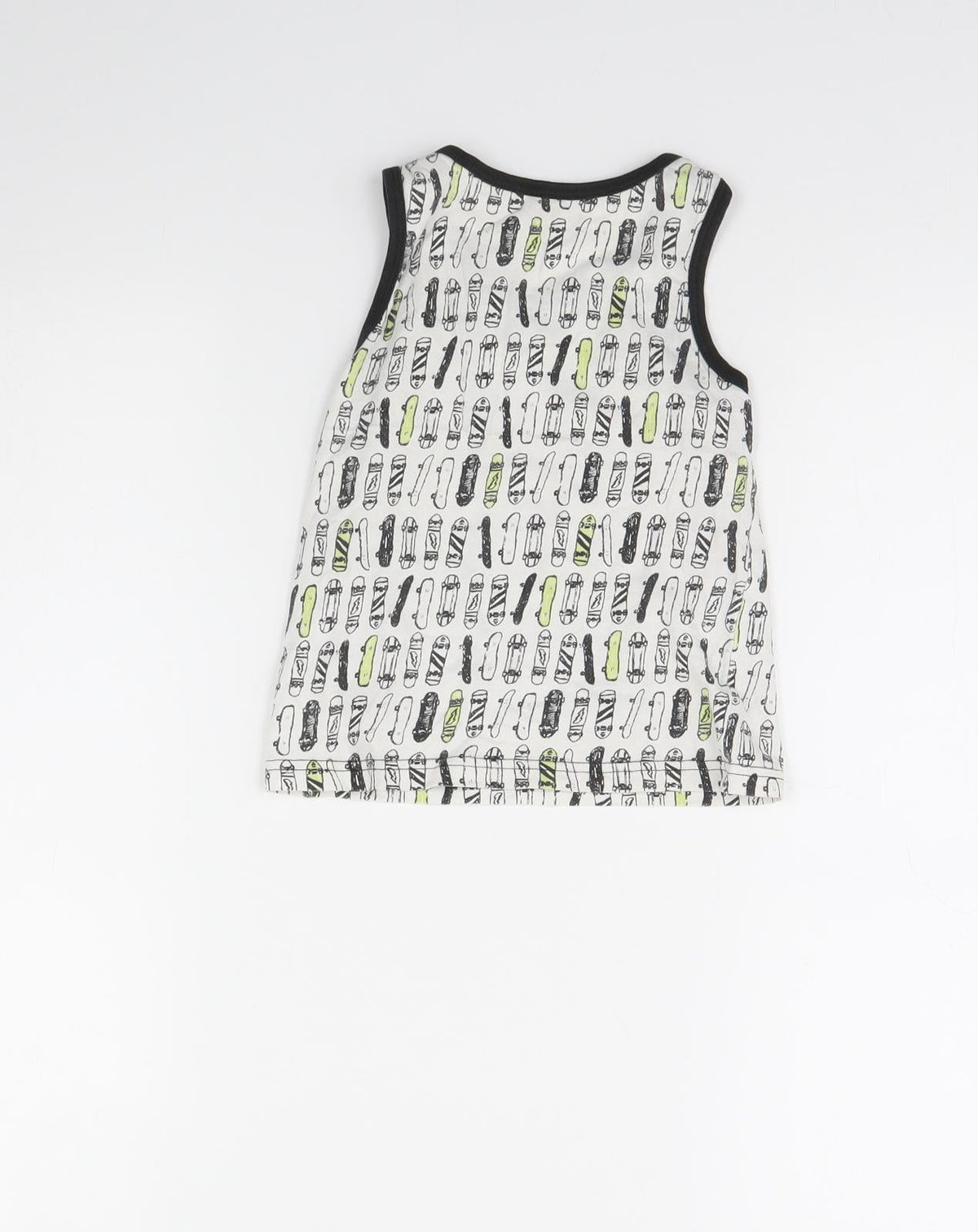 Primark Boys White Spotted  Basic Tank Size 5 Years  - Skateboard
