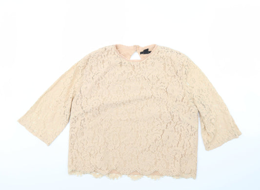 H&M Womens Beige   Basic Blouse Size 14