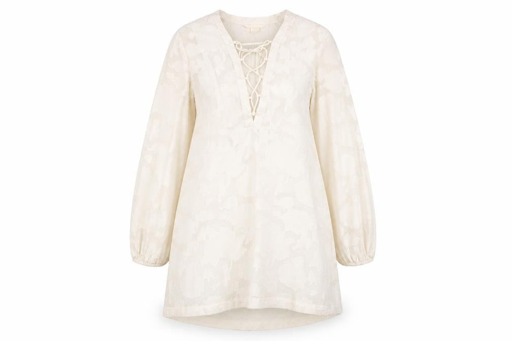 H&M Womens White Geometric  Fit & Flare  Size 4