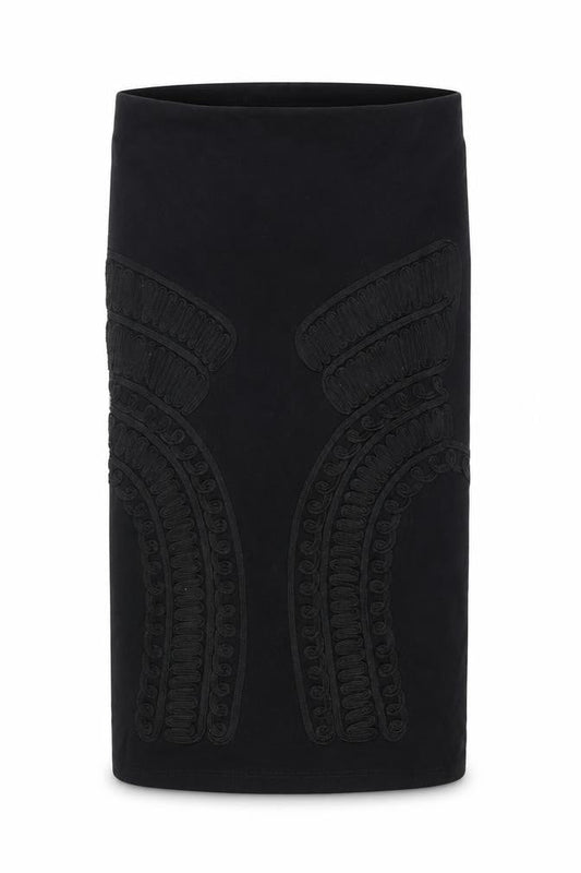 Miss Selfridge Womens Black Geometric  Straight & Pencil Skirt Size 8  - Stretch waistband