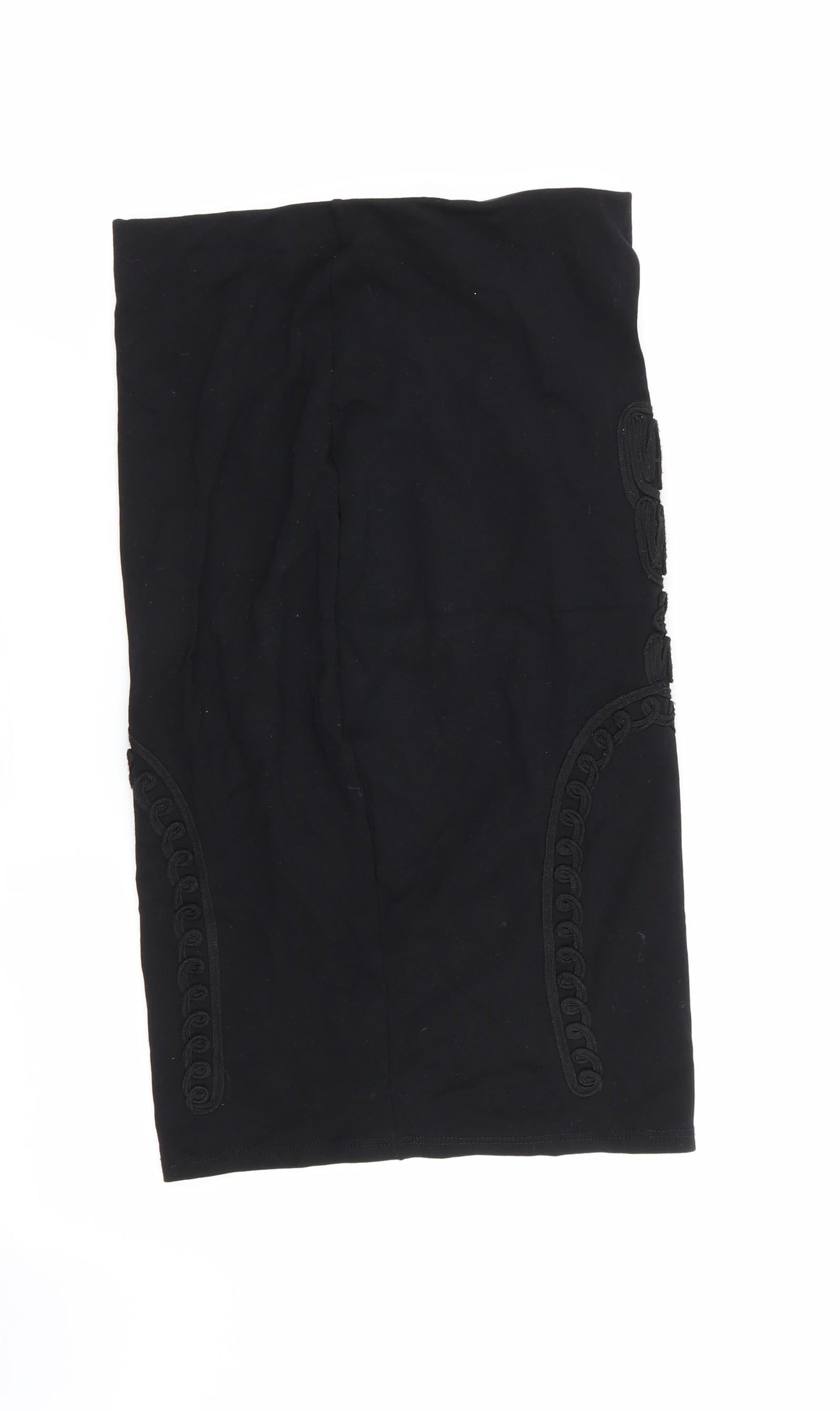 Miss Selfridge Womens Black Geometric  Straight & Pencil Skirt Size 8  - Stretch waistband