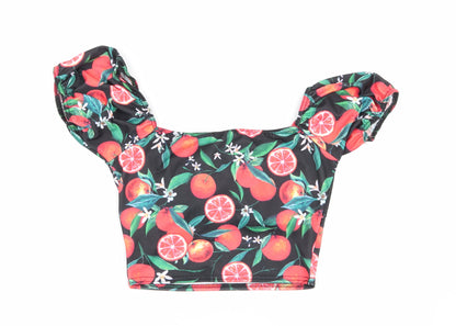 Boohoo Womens Multicoloured Geometric  Basic Blouse Size 12