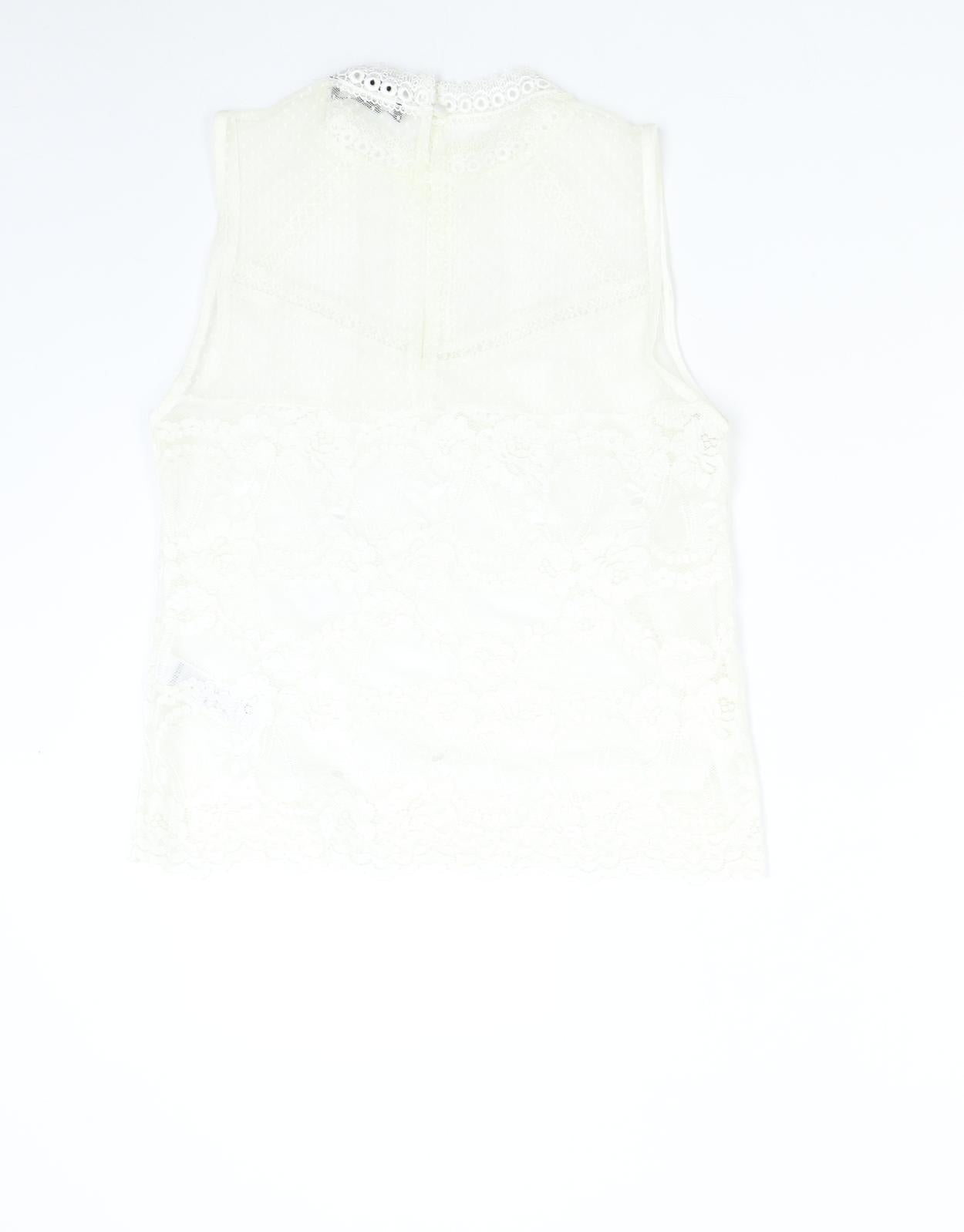New Look Womens Ivory  Lace Basic Blouse Size 12