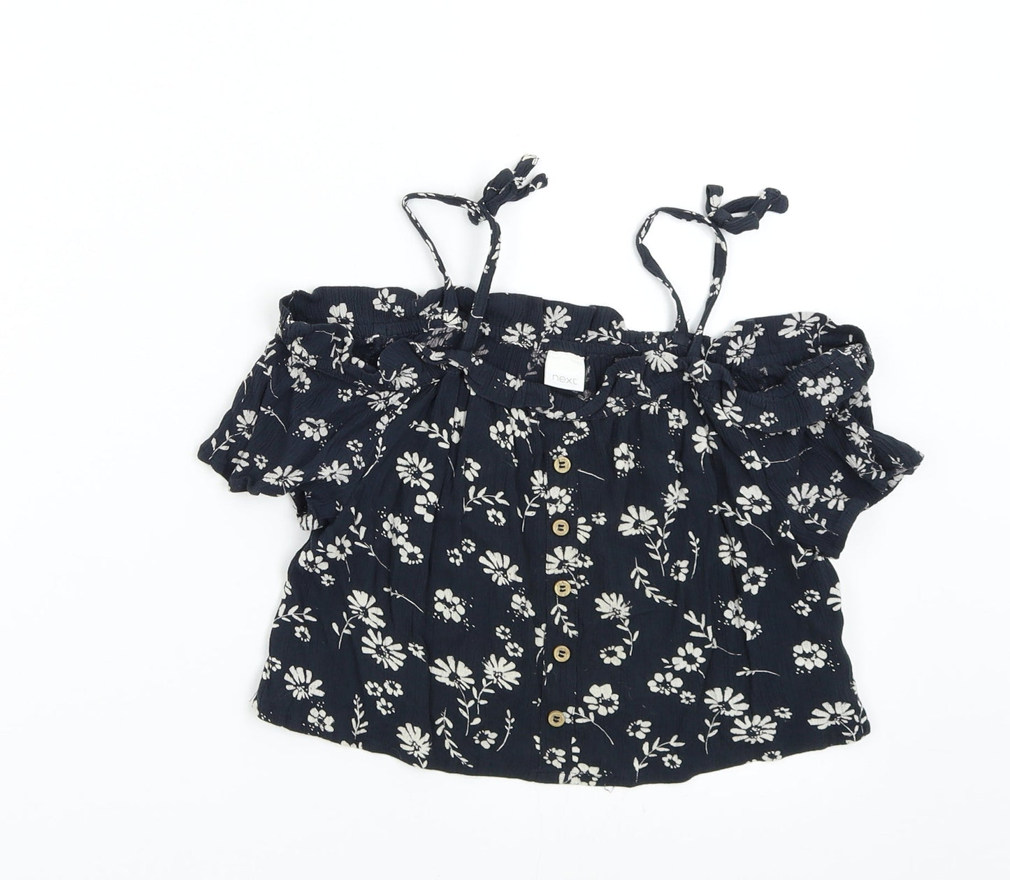 NEXT Girls Blue Floral  Basic Blouse Size 8 Years