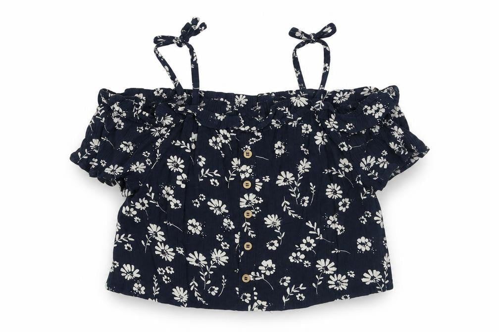 NEXT Girls Blue Floral  Basic Blouse Size 8 Years
