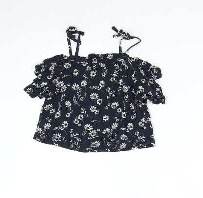 Next Girls Blue Floral  Basic Blouse Size 8 Years