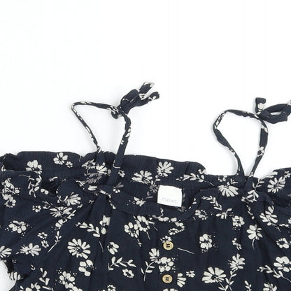 Next Girls Blue Floral  Basic Blouse Size 8 Years
