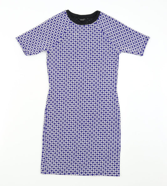 Topshop Womens Blue Geometric  Shift  Size 10