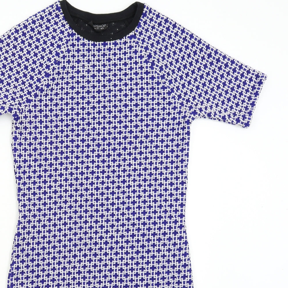 Topshop Womens Blue Geometric  Shift  Size 10