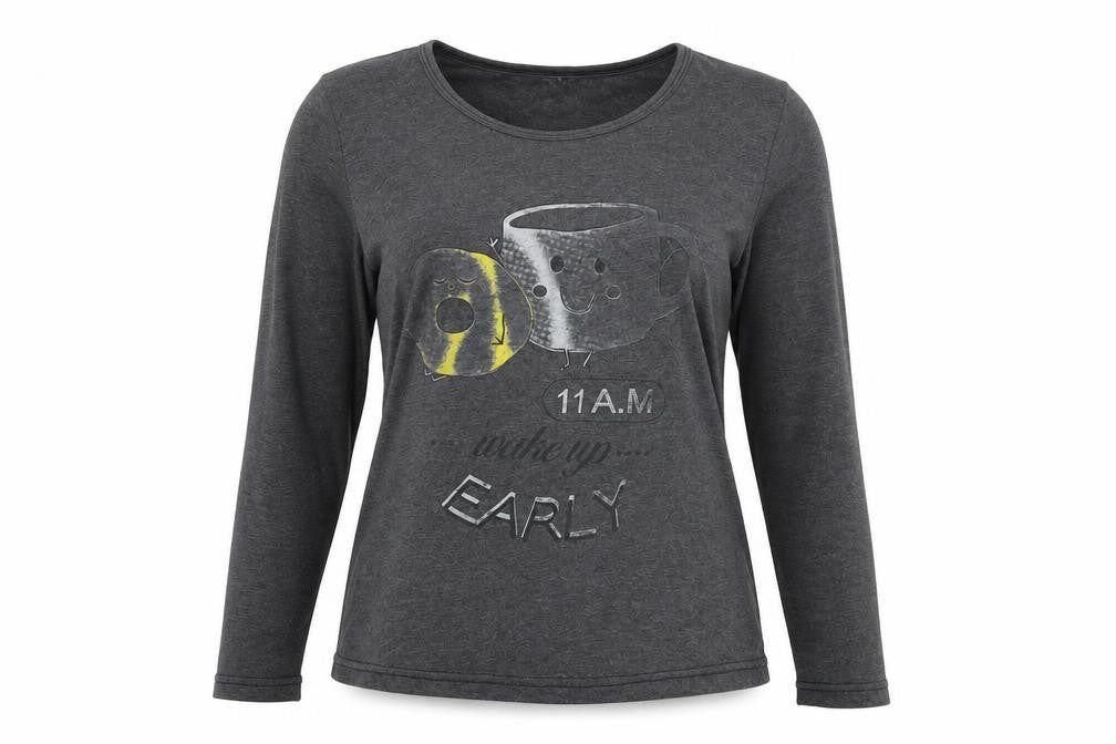 Preworn Womens Grey Solid  Top Pyjama Top Size L