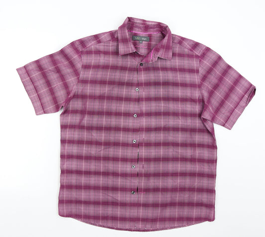 M&S Mens Pink Check   Button-Up Size M