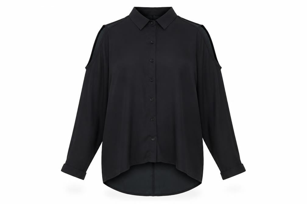 In the Style Womens Black   Basic Button-Up Size 10