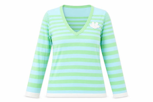 RIVER WOODS Womens Multicoloured Striped  Basic T-Shirt Size M