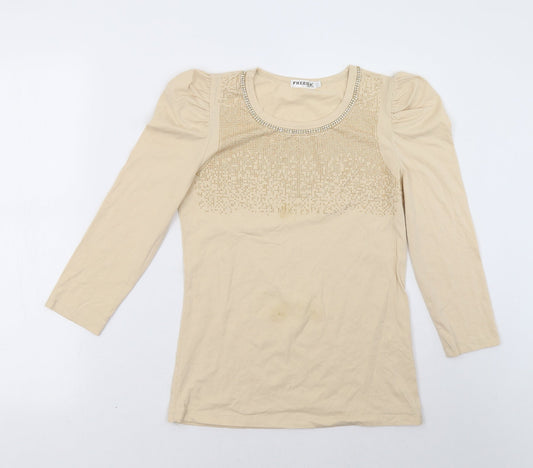 freesia Womens Beige   Pullover Sweatshirt Size M