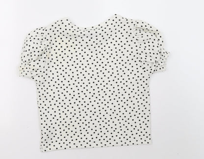 Preloved Primark Womens White Polka Dot  Basic T-Shirt Size 8 - Back
