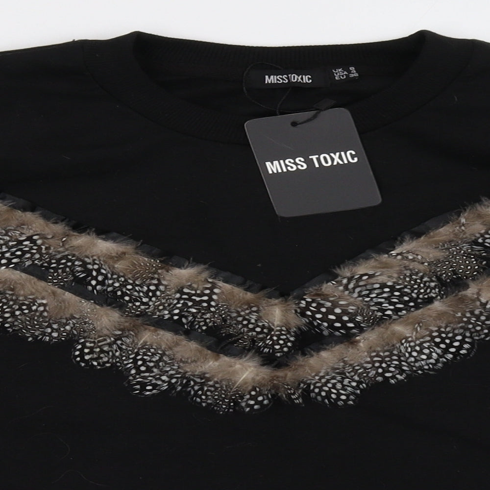 miss toxic Womens Black   Pullover Sweatshirt Size 8  - cropped