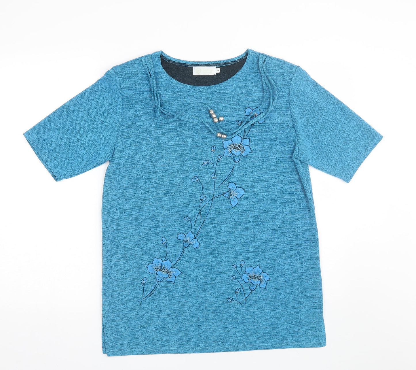 Exclusive  Womens Blue Floral  Basic T-Shirt Size L