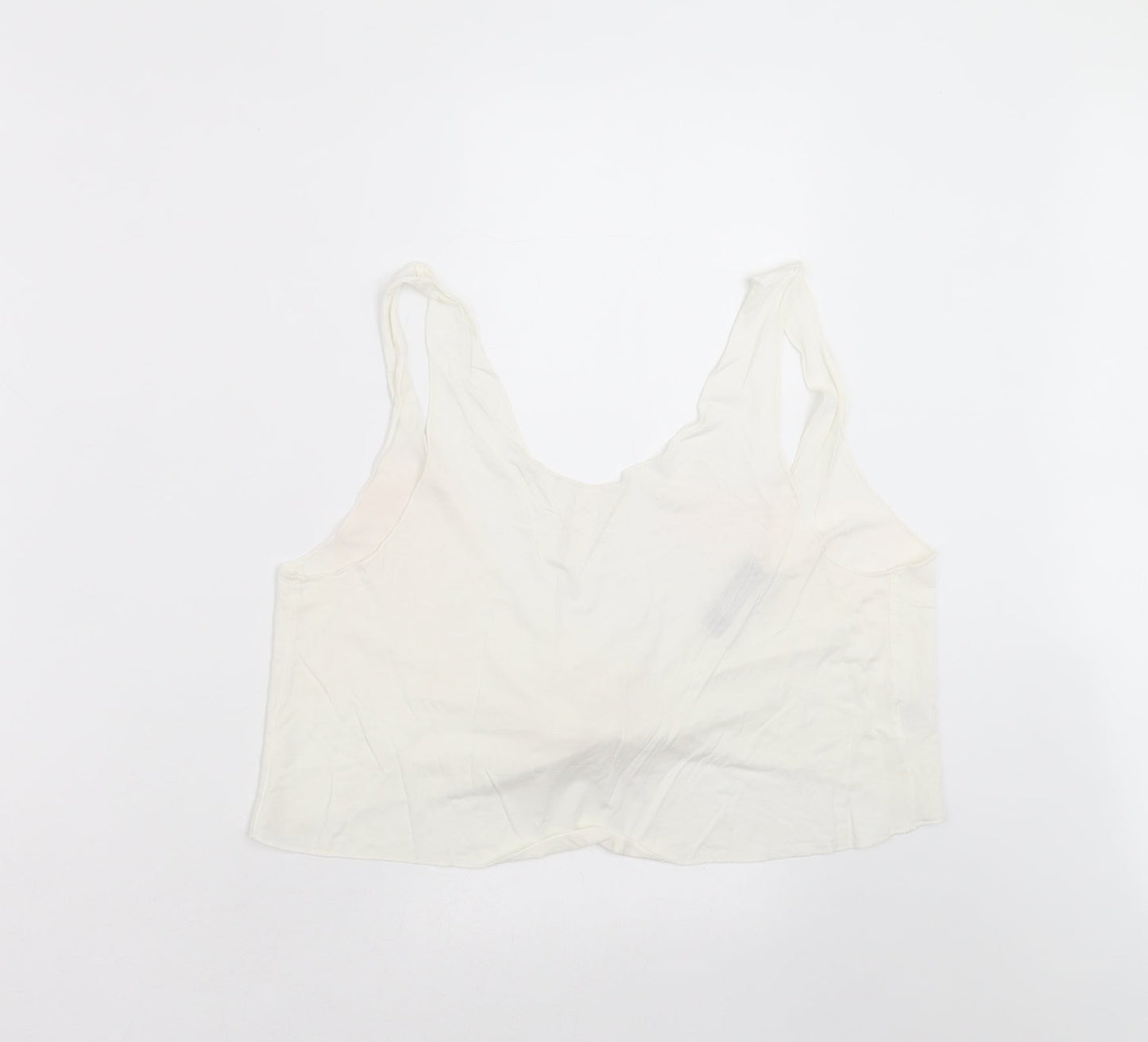 Missguided Womens White   Cropped Blouse Size 8  - tie back