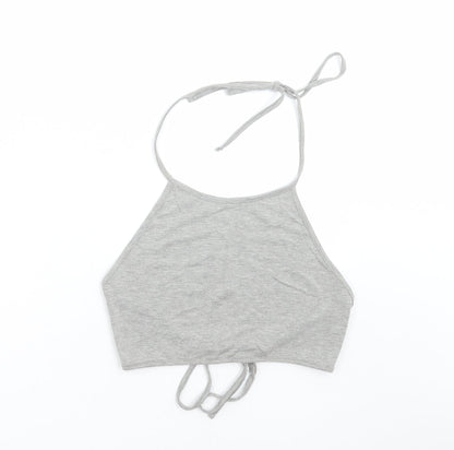 Missguided Womens Grey   Cropped T-Shirt Size 10