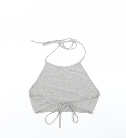 Missguided Womens Grey   Cropped T-Shirt Size 10