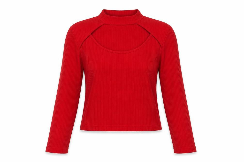 Divided by H&M Womens Red Striped  Pullover Jumper Size M  - Choker style neck