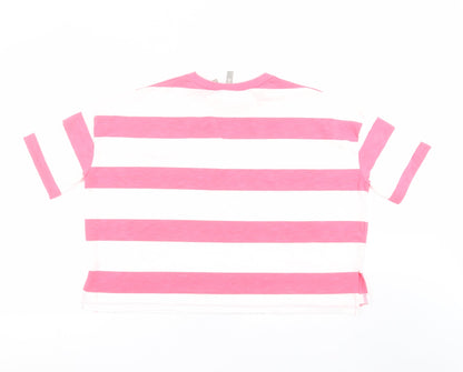 Preloved ASOS Womens Pink Striped  Basic T-Shirt Size 8 - Back
