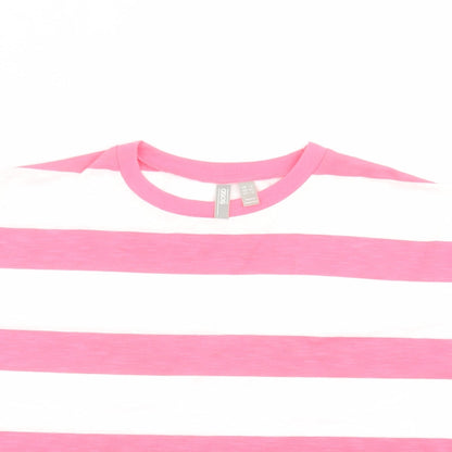 Preloved ASOS Womens Pink Striped  Basic T-Shirt Size 8 - Detail