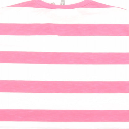 Preloved ASOS Womens Pink Striped  Basic T-Shirt Size 8 - Label