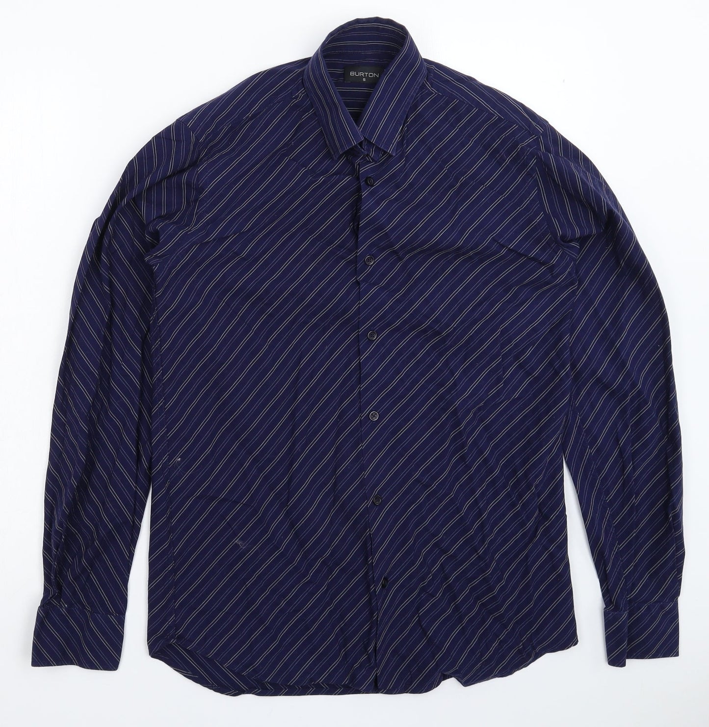 Burton Mens Blue Striped   Dress Shirt Size S