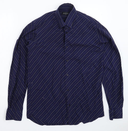 Burton Mens Blue Striped   Dress Shirt Size S