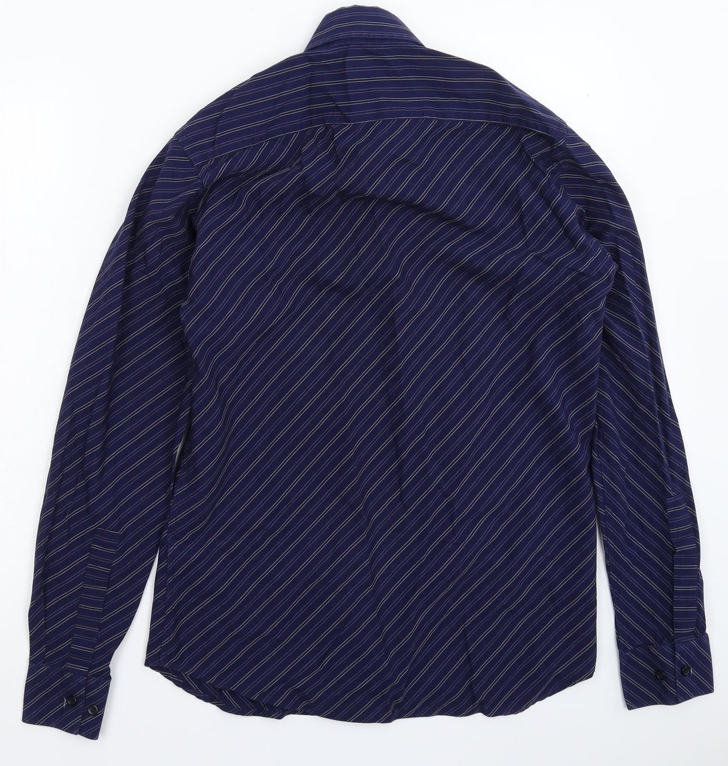 Burton Mens Blue Striped   Dress Shirt Size S
