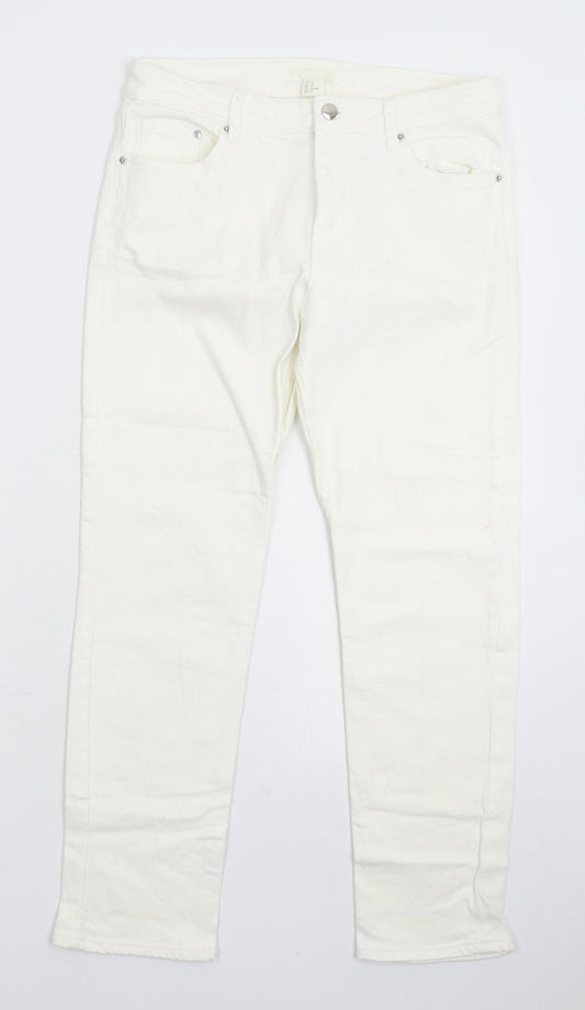 H&M Womens White  Denim Skinny Jeans Size 10 L26 in