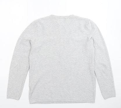 Preloved Nimes Mens Grey  Knit Pullover Jumper Size M - Back