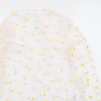 Preworn Womens Clear Floral  Basic T-Shirt Size S