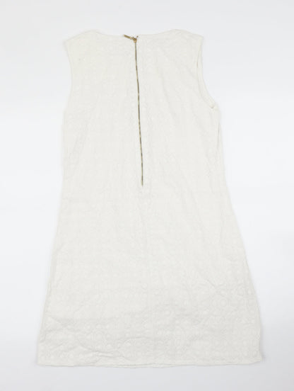 Okeysi Womens White Floral  Shift  Size S