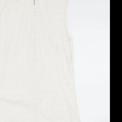 Okeysi Womens White Floral  Shift  Size S
